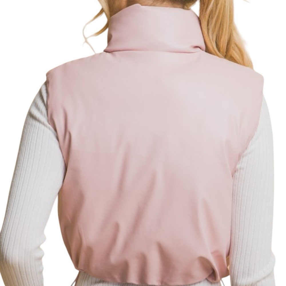 Pink Faux Leather Vest. Size Small - Picture 4 of 4